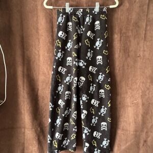Wonder Nation Boys Skull Lightning Bolt Fleece Pajama Pants Black L 10-12